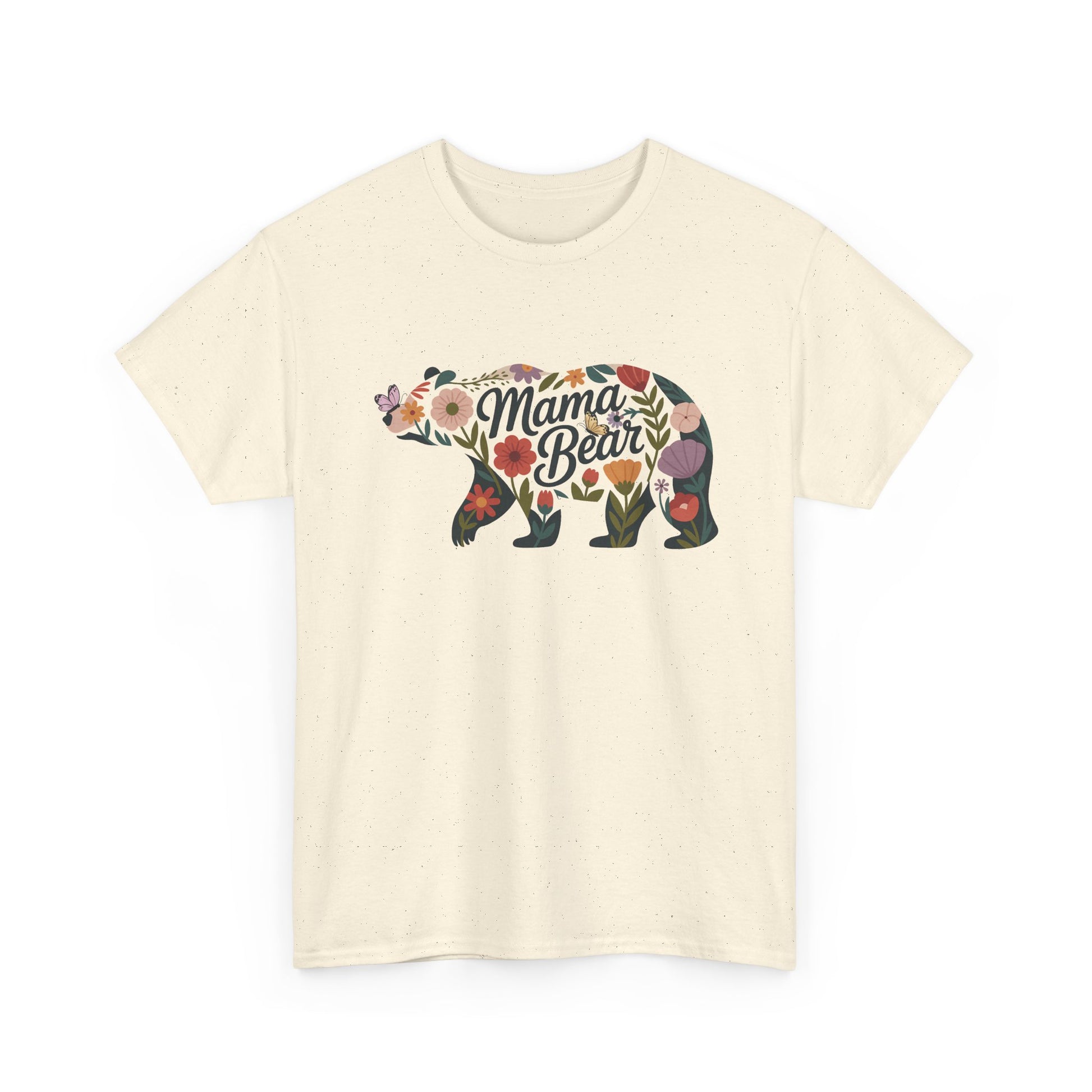 Natural Floral Mama Bear t-shirt with wildflower bear print, front view
