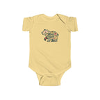Butter Floral Mini Bear baby bodysuit with wildflower bear print, front view