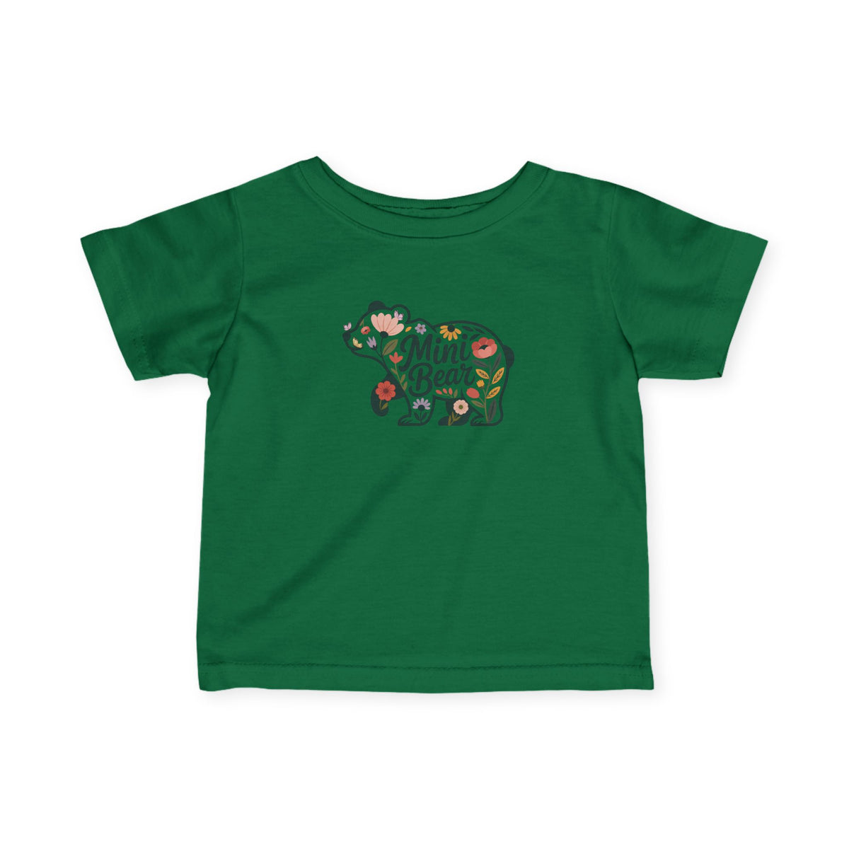Kelly Floral Mini Bear baby t-shirt with wildflower bear print, front view