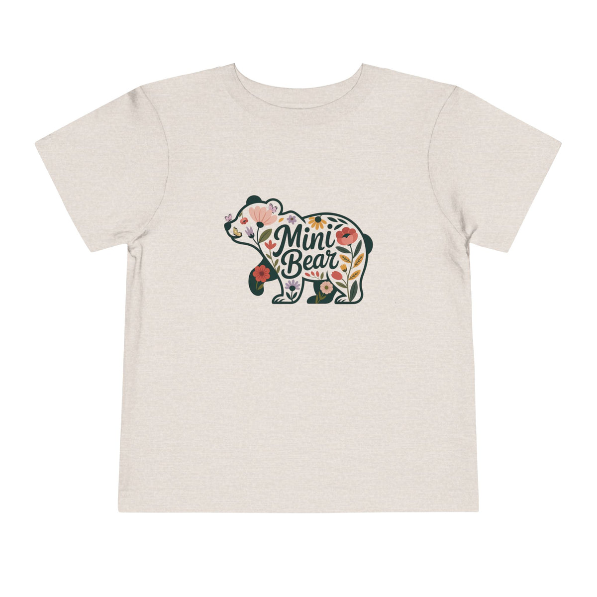 Heather Dust Floral Mini Bear toddler t-shirt with wildflower bear print, front view