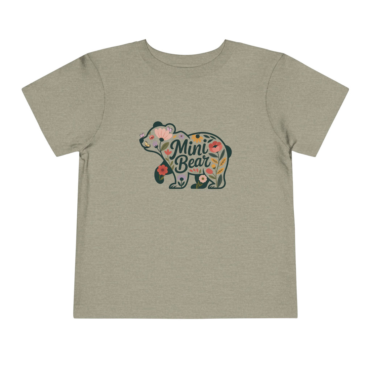 Heather Stone Floral Mini Bear toddler t-shirt with wildflower bear print, front view