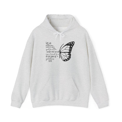 Ash Galatians 6:9 Do Not Give Up butterfly hoodie, front view