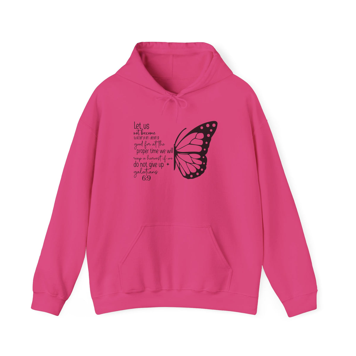 Heliconia Galatians 6:9 Do Not Give Up butterfly hoodie, front view