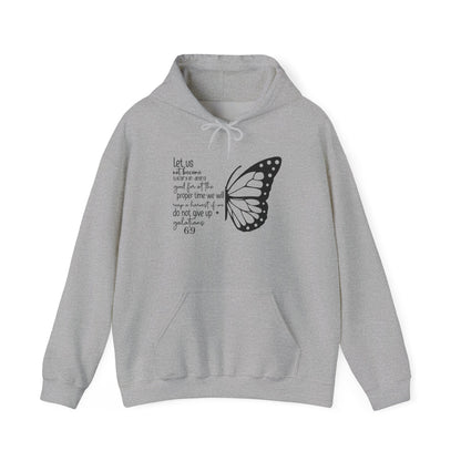 Sport Grey Galatians 6:9 Do Not Give Up butterfly hoodie, front view