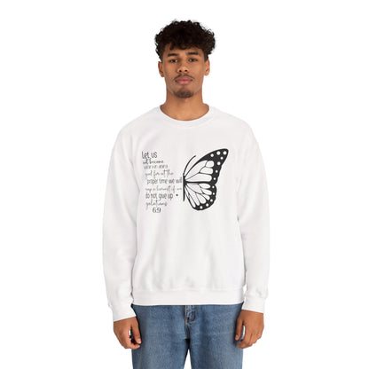 Galatians 6:9 Do Not Give Up butterfly sweatshirt, additional product photo