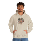 Model wearing the sand Give Thanks Hoodie