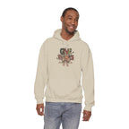 Model wearing the sand Give Thanks Hoodie