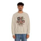 Model wearing the sand Give Thanks Sweatshirt