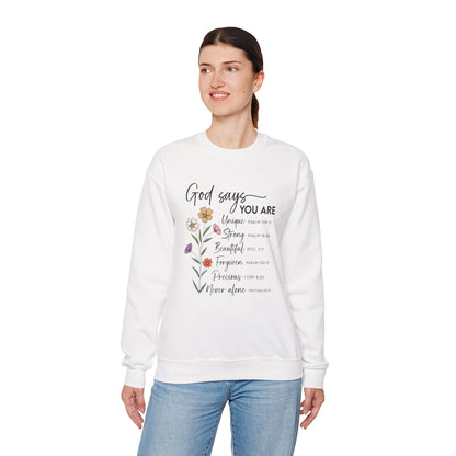God Says You Are wildflower sweatshirt, additional product photo
