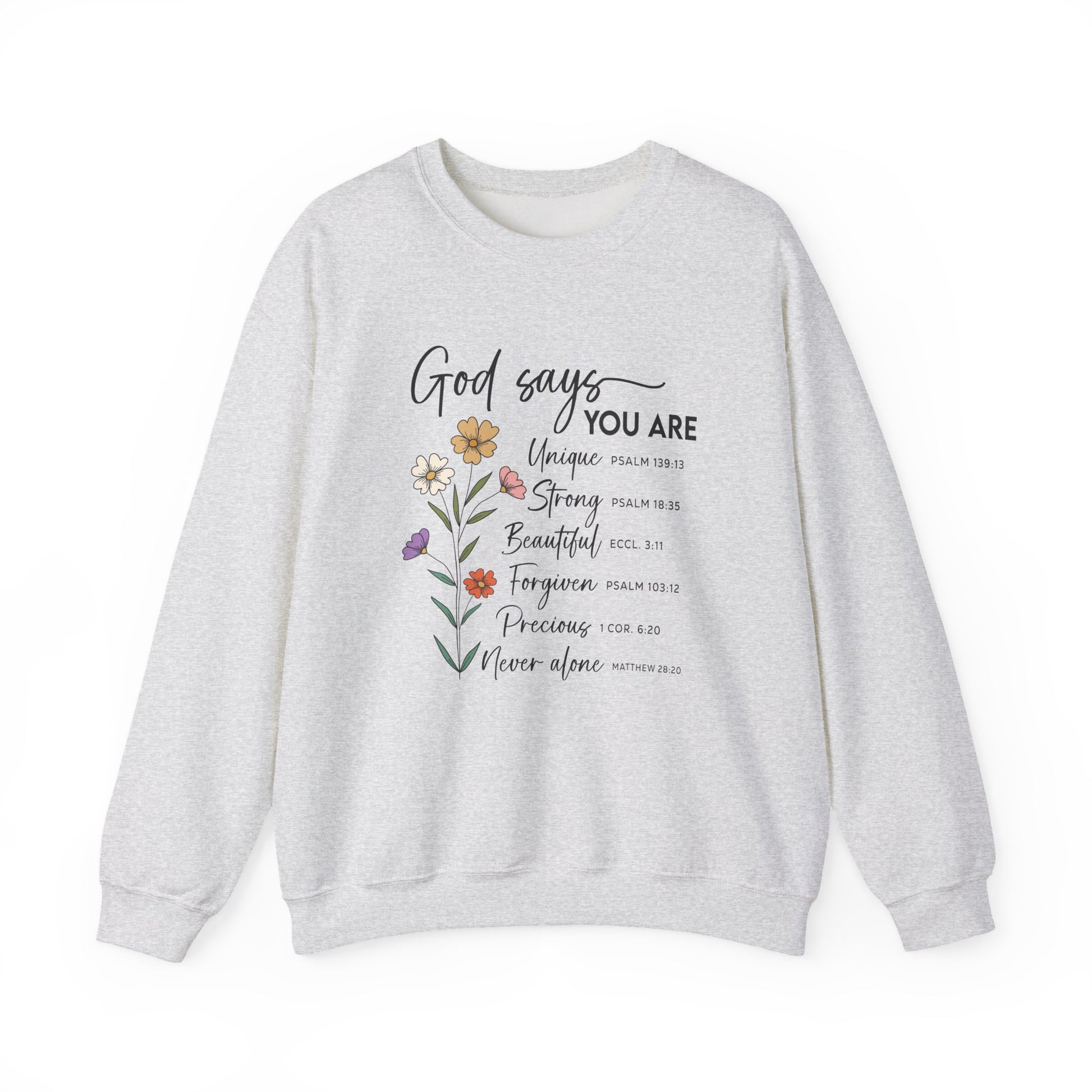 Ash God Says You Are wildflower sweatshirt, front view