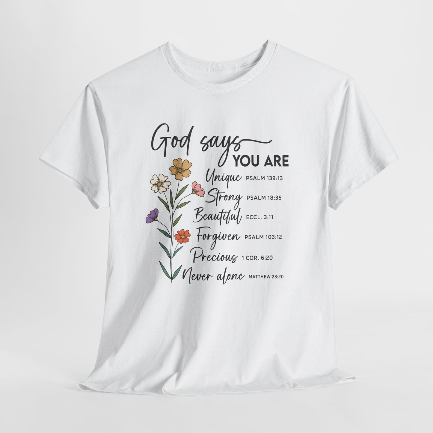 God Says You Are wildflower t-shirt, additional product photo