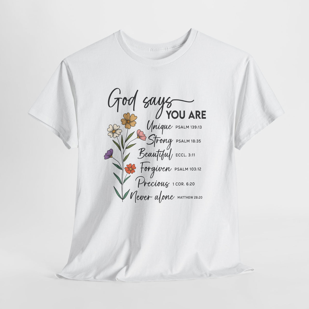God Says You Are wildflower t-shirt, additional product photo