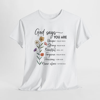 God Says You Are wildflower t-shirt, additional product photo