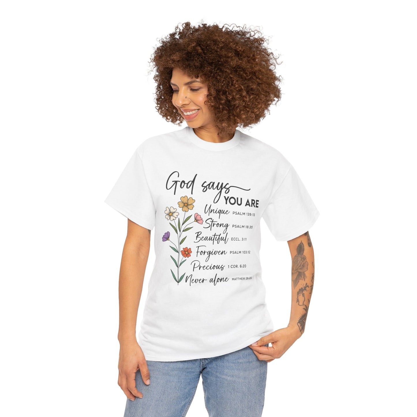 God Says You Are wildflower t-shirt, additional product photo