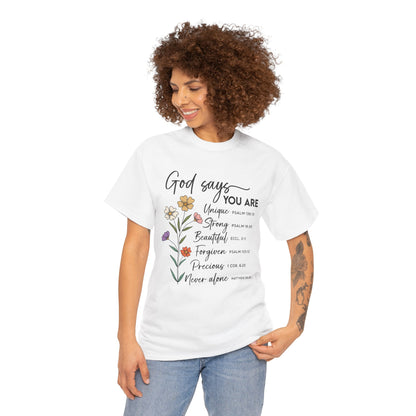 God Says You Are wildflower t-shirt, additional product photo