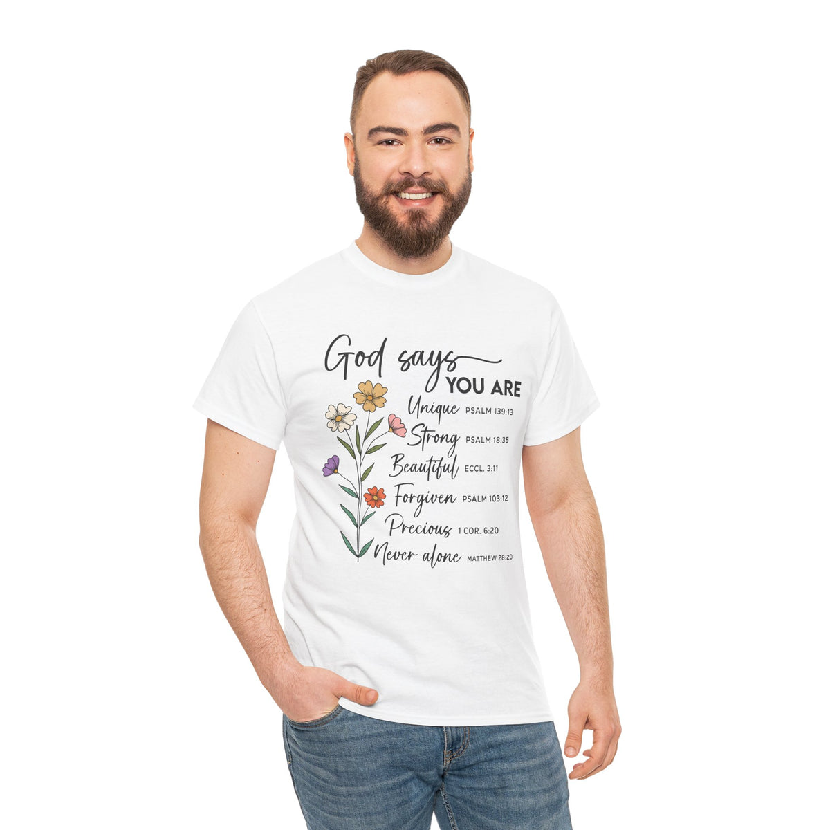 God Says You Are wildflower t-shirt, additional product photo