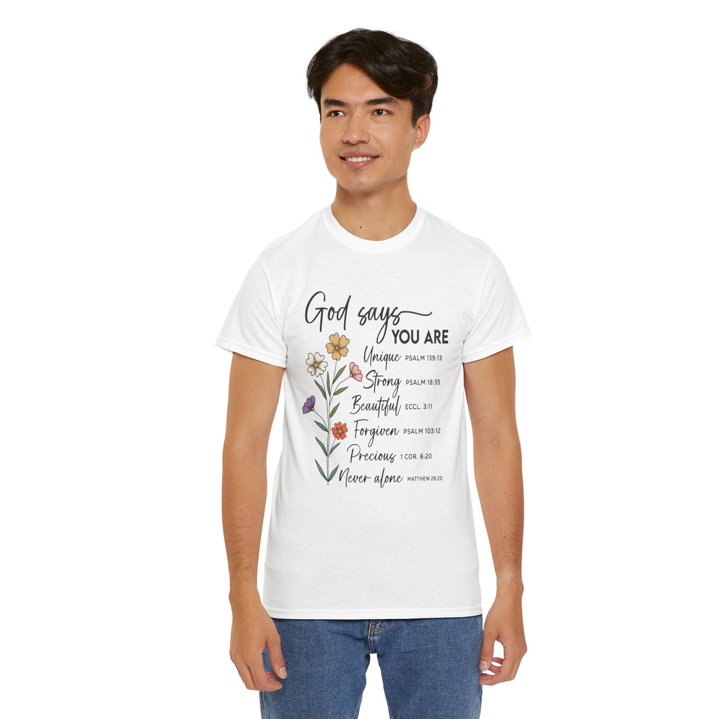 God Says You Are wildflower t-shirt, additional product photo