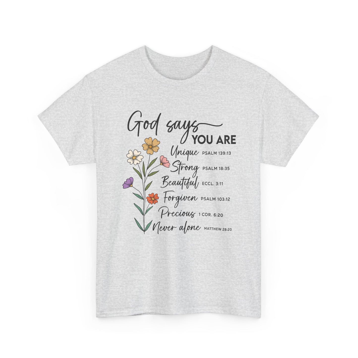 Ash God Says You Are wildflower t-shirt, front view