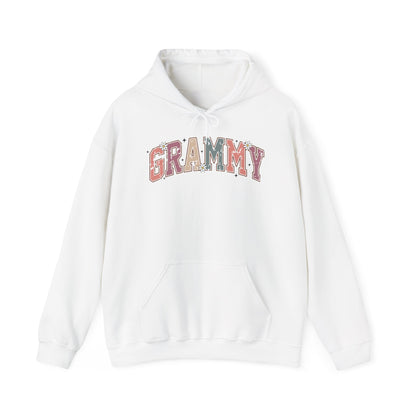 White Grammy retro daisy hoodie with varsity lettering and white daisies