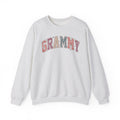 Ash grey Grammy retro daisy sweatshirt with varsity lettering and white daisies