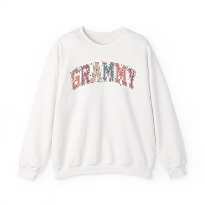 White Grammy retro daisy sweatshirt with varsity lettering and white daisies
