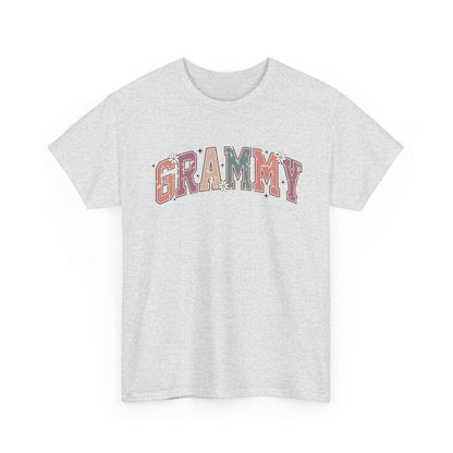 Ash grey Grammy retro daisy t-shirt with varsity lettering and white daisies