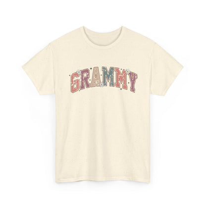 Natural Grammy retro daisy t-shirt with varsity lettering and white daisies