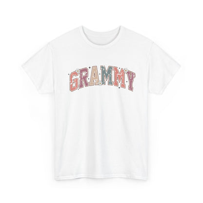 White Grammy retro daisy t-shirt with varsity lettering and white daisies