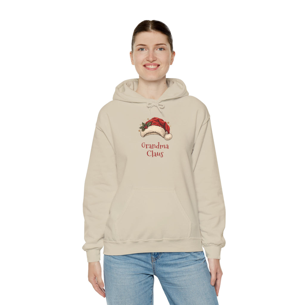 Woman wearing the Grandma Claus Hoodie