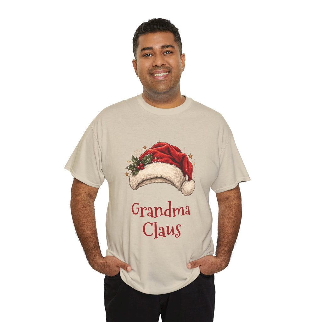 Man wearing the Grandma Claus T-Shirt