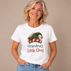 Grandmother wearing the White Grandma's Little Elves T-Shirt with jeans