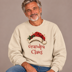 Man wearing the Sand Grandpa Claus Sweatshirt with jeans
