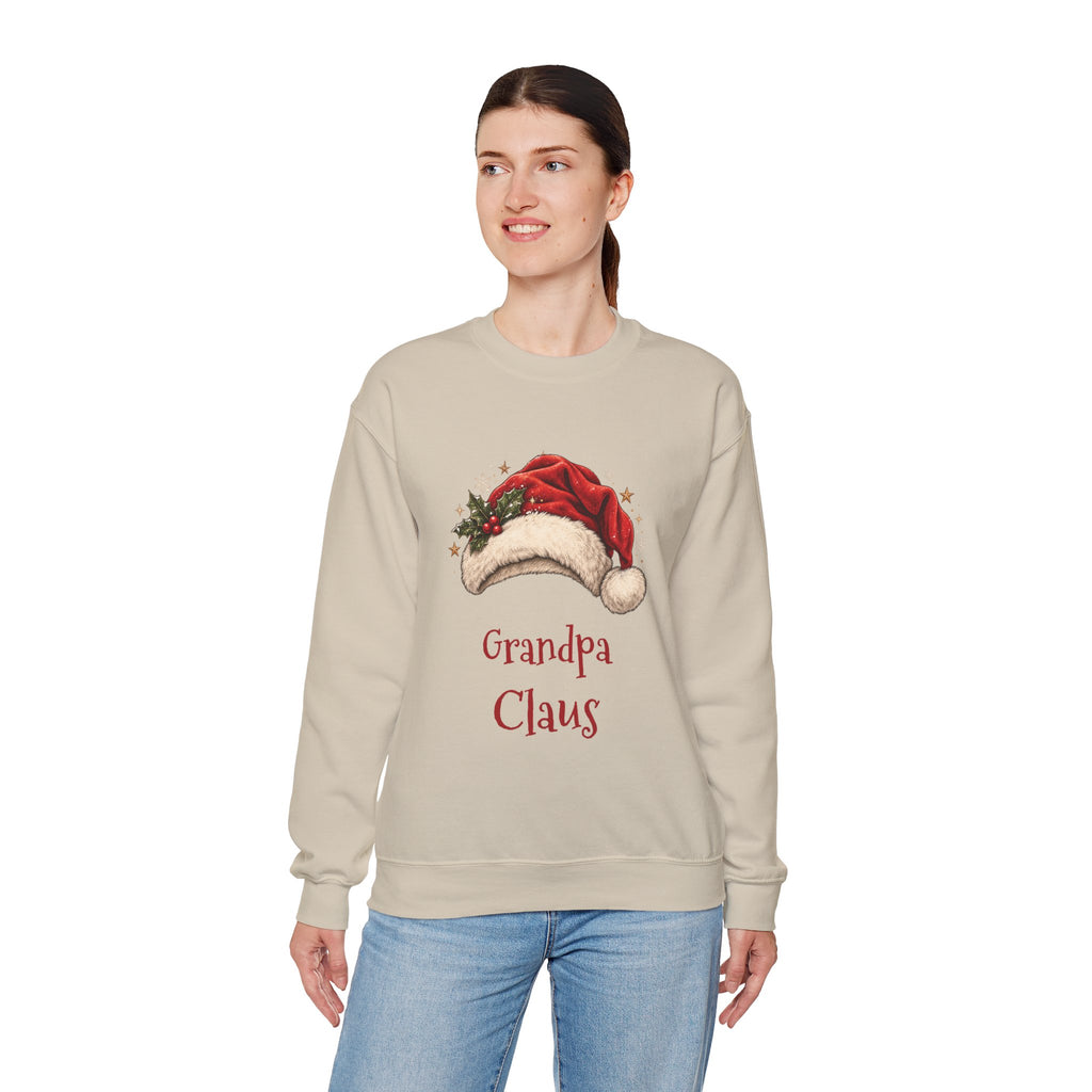 Woman wearing the Grandpa Claus Sweatshirt