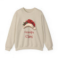 Sand Grandpa Claus sweatshirt with a red Santa hat and holly, front view