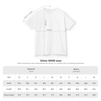 Gildan 5000B kids t-shirt size chart in inches and centimetres