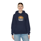 Model wearing the navy Grateful Mama Hoodie
