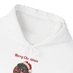 Merry Christmas From The Great Dane Hoodie, front collar close-up