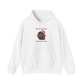 White Merry Christmas From The Great Dane hoodie with a black Great Dane in a Santa hat, front view