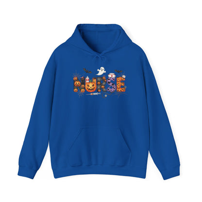 Royal Halloween Nurse Pumpkin hoodie with Halloween lettering, jack-o'-lantern and bats
