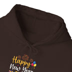 Happy New Year And Yes It's My Birthday Hoodie, front collar close-up