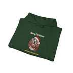 Harlequin Great Dane Christmas Hoodie in Forest Green, folded