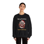 Model wearing the Black Harlequin Great Dane Christmas Sweatshirt
