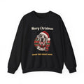 Black Merry Christmas From The Great Dane sweatshirt with a harlequin Great Dane in a Santa hat, front view