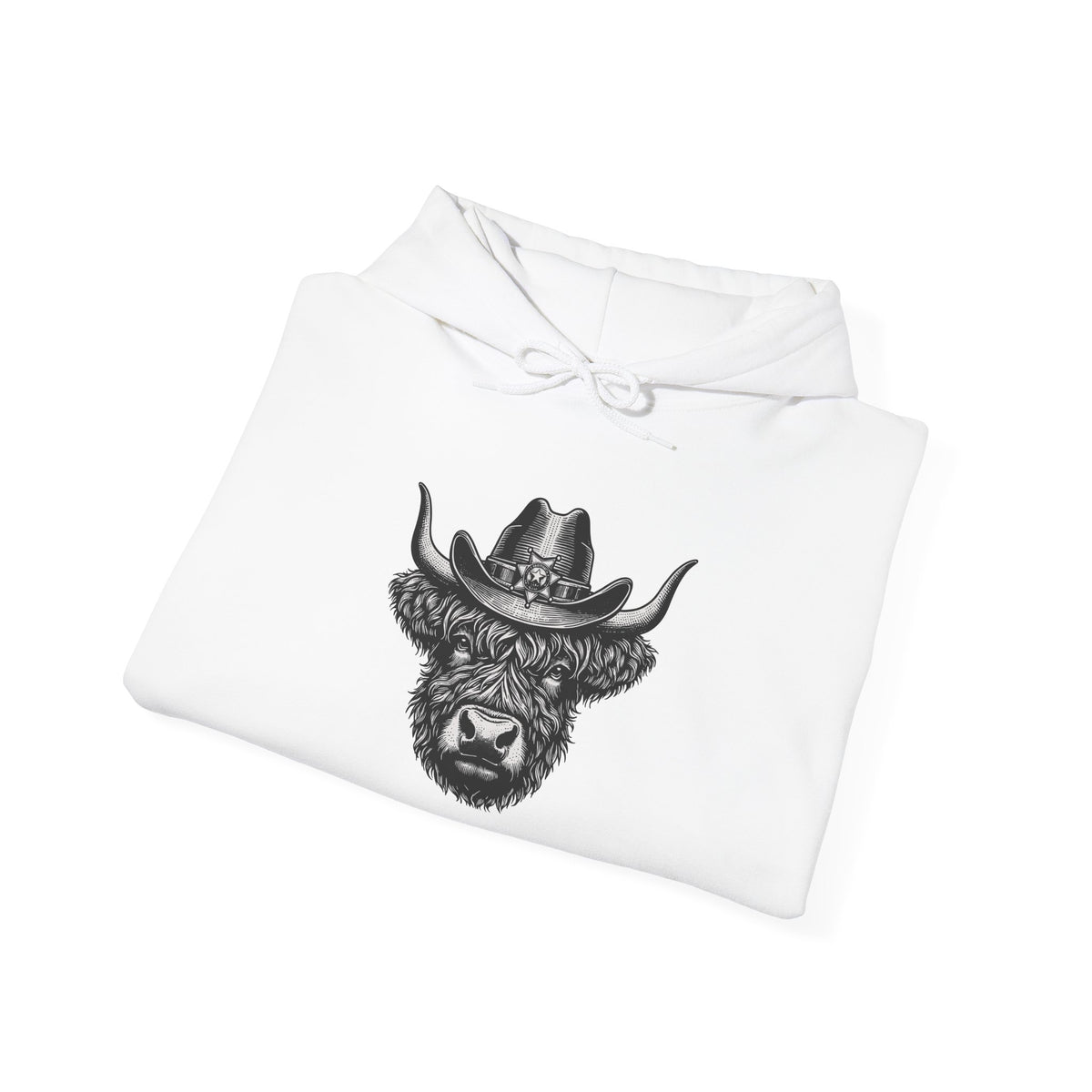 Highland cow cowboy hat hoodie, additional product view