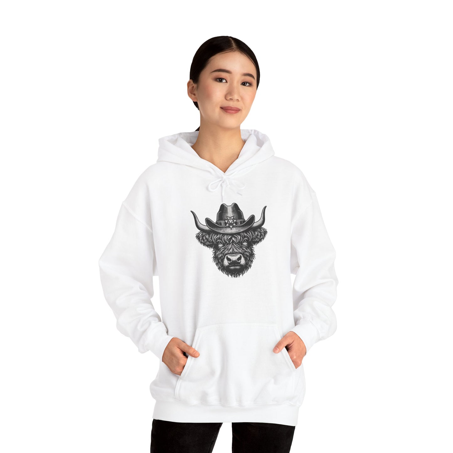 Highland cow cowboy hat hoodie, additional product view