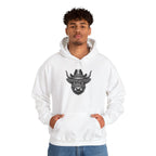 Woman wearing the Highland Cow Cowboy Hat Hoodie