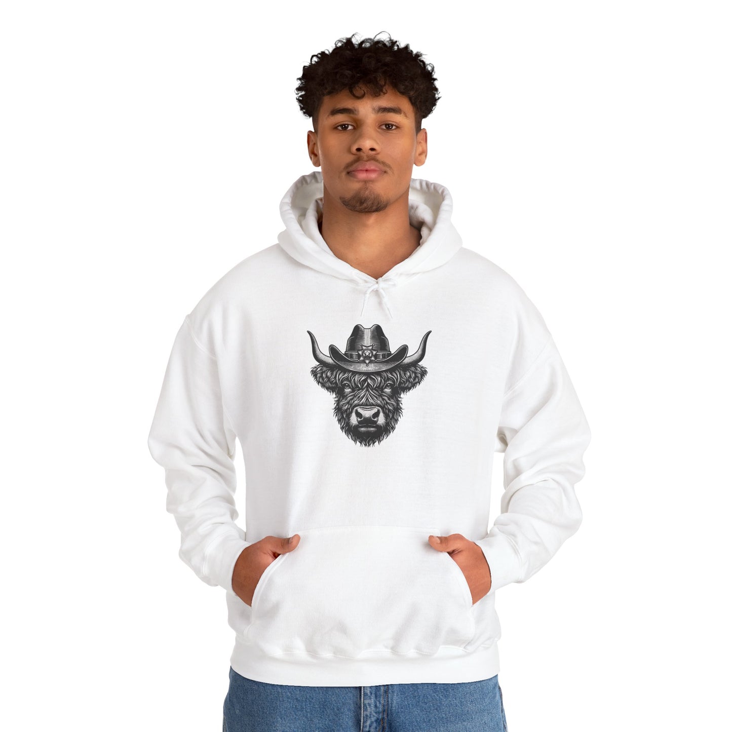 Highland cow cowboy hat hoodie, additional product view