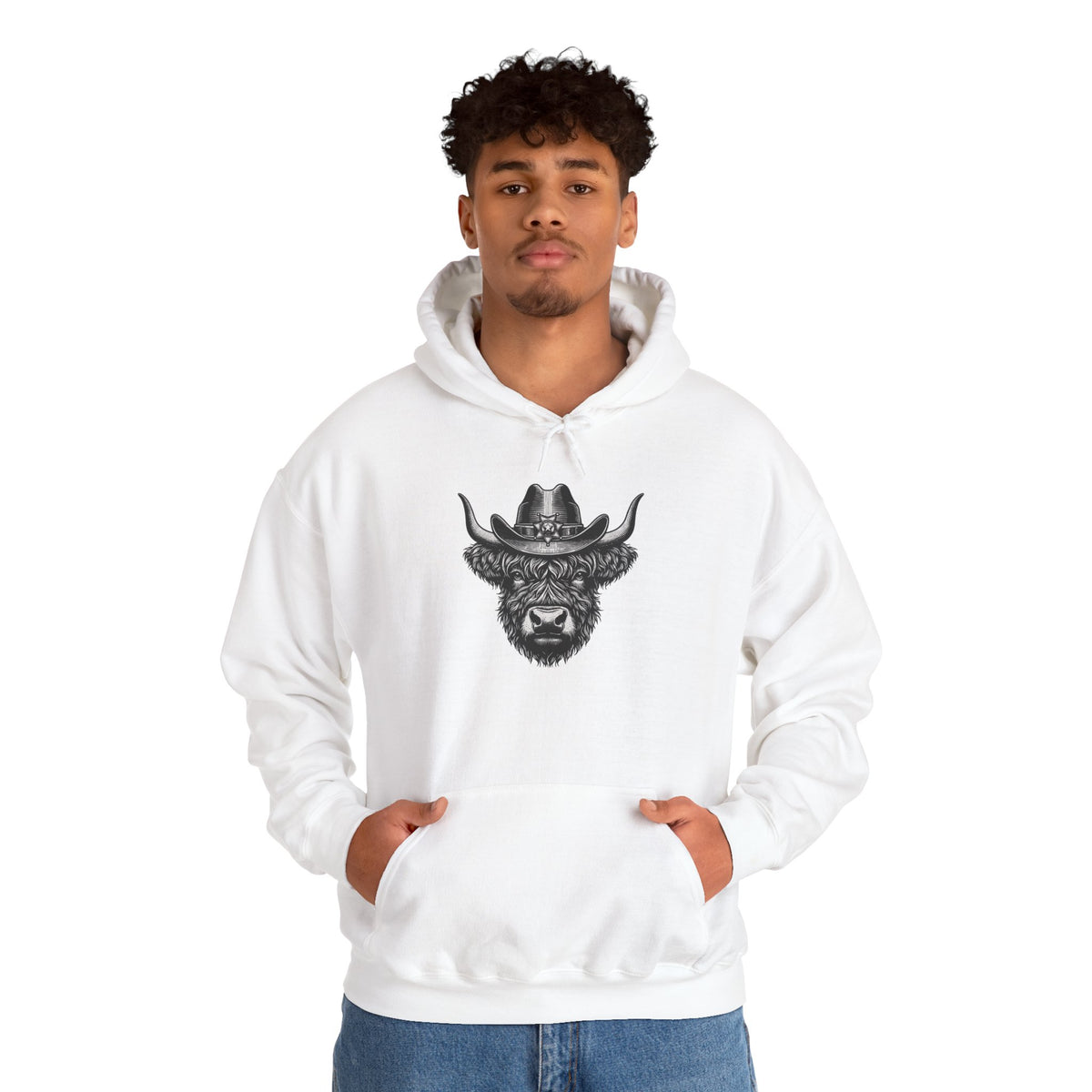 Highland cow cowboy hat hoodie, additional product view