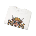 Highland Cow Mom Sunflower Leopard Sweatshirt, folded