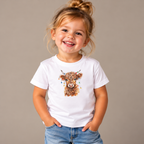 Baby wearing the White Highland Cow With Christmas Lights Baby T-Shirt